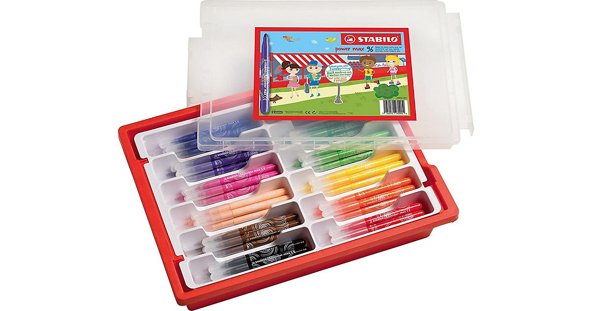 Filzstifte power max Class Pack Mix XXL, 96 Stifte in 12 Farben in Sortierbox Filzstifte power max Class Pack Mix XXL, 96 Stifte in 12 Farben in Sortierbox von Stabilo
