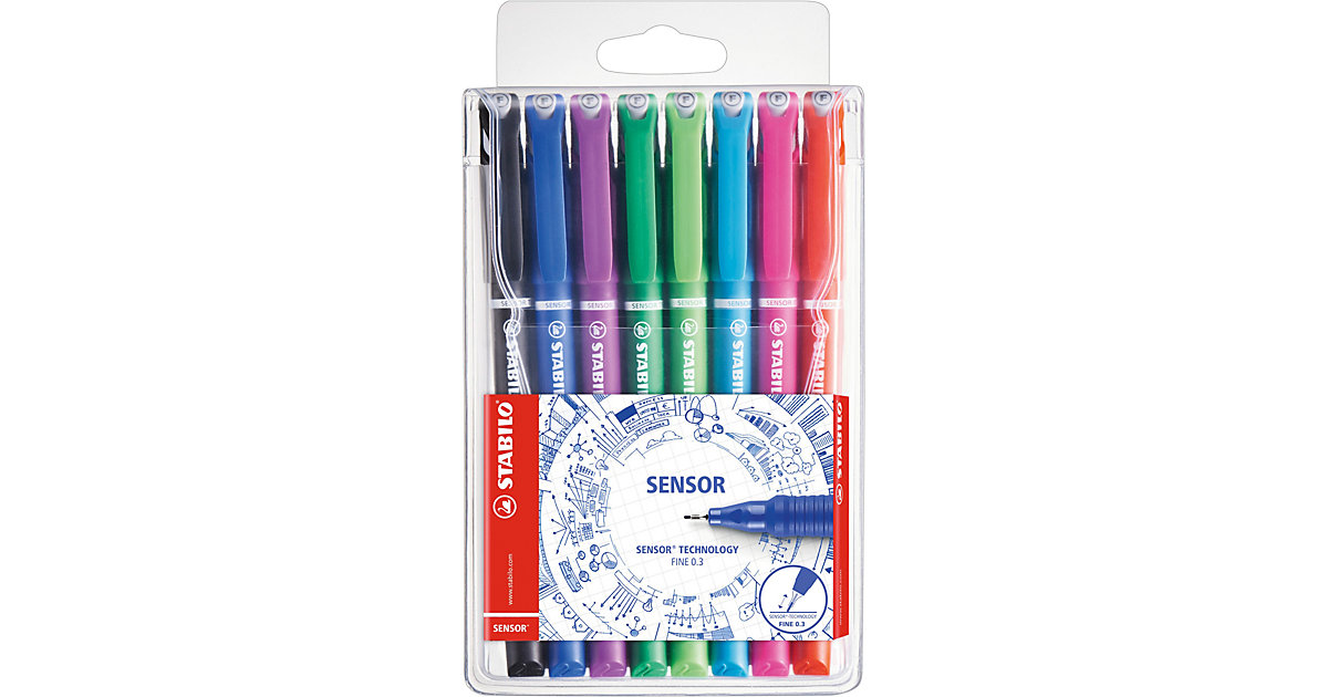 Fineliner SENSOR fine, 8 Farben mehrfarbig von Stabilo