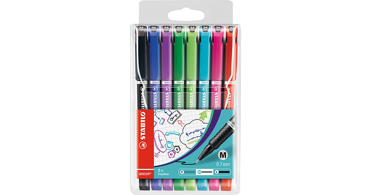 Fineliner SENSOR medium, 8 Farben mehrfarbig Modell 1 Fineliner SENSOR medium, 8 Farben mehrfarbig Modell 1 von Stabilo