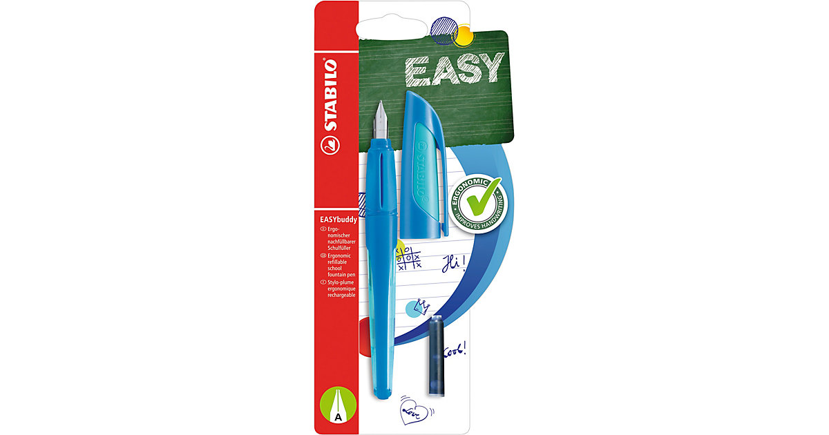 Schulfüller EASYbuddy A-Feder dunkelblau/hellblau, inkl. Patrone blau-kombi Schulfüller EASYbuddy A-Feder dunkelblau/hellblau, inkl. Patrone blau-kombi von Stabilo