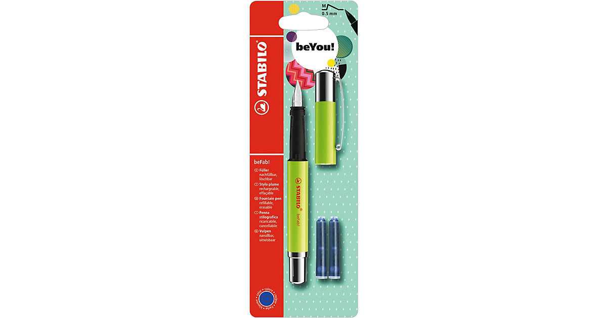 Füllhalter beCrazy! Uni Colors Links-/Rechtshänder Lime Punch, inkl. 3 Patronen grün Füllhalter beCrazy! Uni Colors Links-/Rechtshänder Lime Punch, inkl. 3 Patronen grün von Stabilo