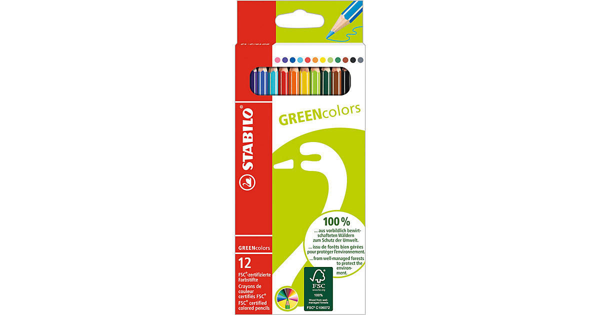 Buntstifte GREENcolors, 12 Farben mehrfarbig Modell 1 Buntstifte GREENcolors, 12 Farben mehrfarbig Modell 1 von Stabilo