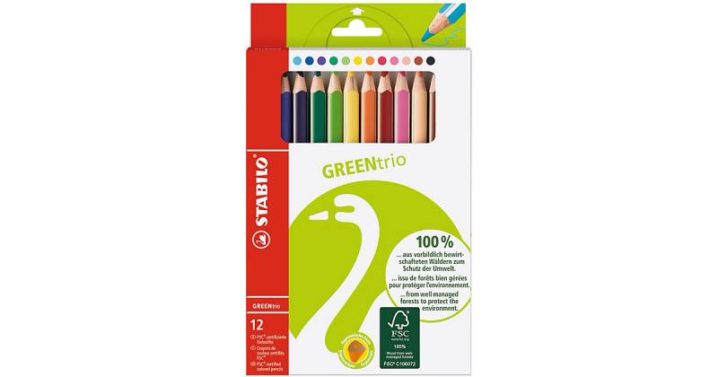 Dreikant-Buntstifte GREENtrio, 12 Farben mehrfarbig von Stabilo