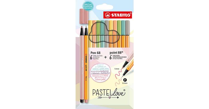 Kreativ-Stifteset PASTELlove, 12-tlg. bunt Modell 1 von Stabilo