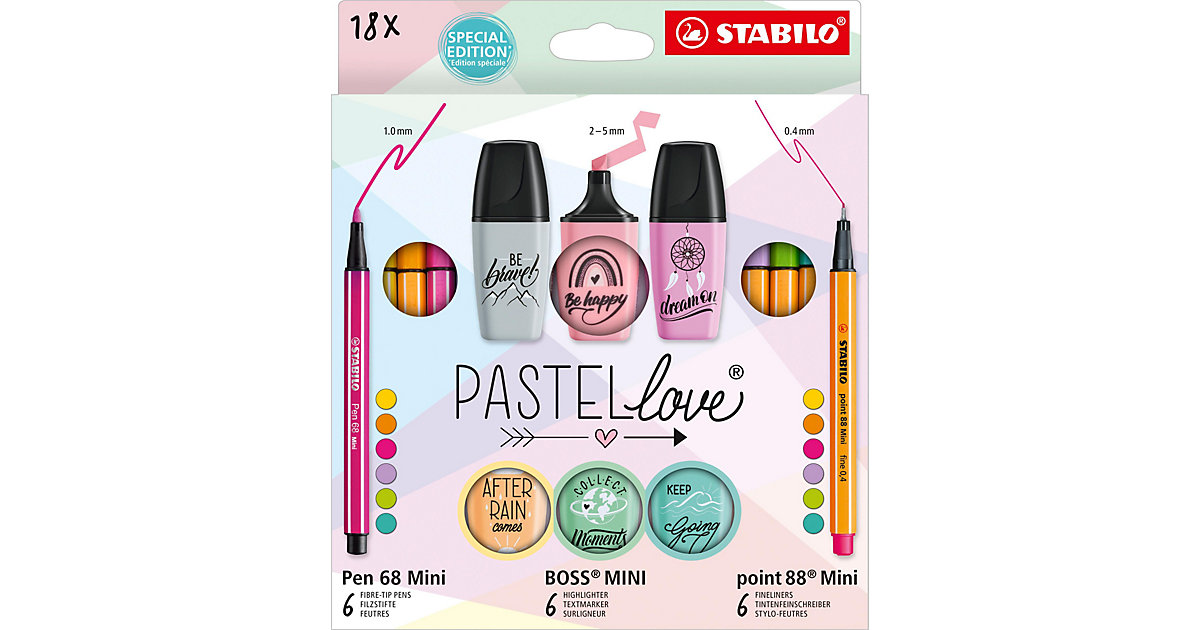 Kreativ-Stifteset PASTELlove, 18-tlg. bunt Modell 10 Kreativ-Stifteset PASTELlove, 18-tlg. bunt Modell 10 von Stabilo