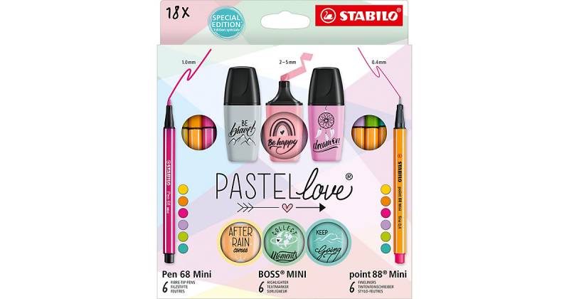 Kreativ-Stifteset PASTELlove, 18-tlg. bunt Modell 10 von Stabilo