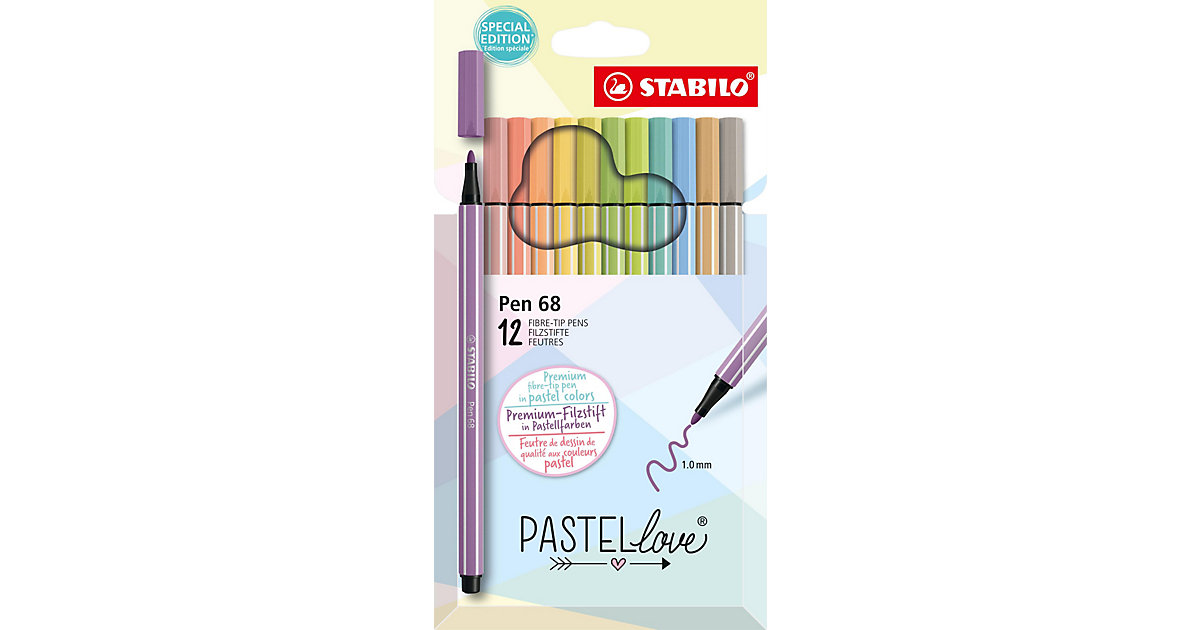 Premium-Filzstifte Pen 68 Pastellove, 12 Farben bunt Premium-Filzstifte Pen 68 Pastellove, 12 Farben bunt von Stabilo