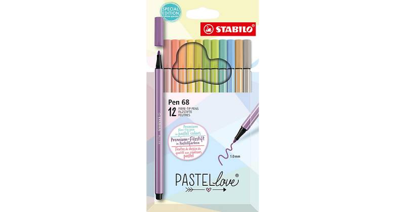 Premium-Filzstifte Pen 68 Pastellove, 12 Farben bunt von Stabilo