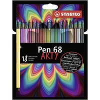 STABILO 1796284 Premium-Filzstift - STABILO Pen 68 - ARTY - 18er Pack - mit 18 verschiedenen Farben von Stabilo