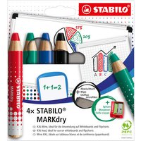 STABILO 648/4-5 Whiteboard- und Flipchartmarker - STABILO MARKdry - 4er Pack mit Spitzer und Abwischtuch STABILO 648/4-5 Whiteboard- und Flipchartmarker - STABILO MARKdry - 4er Pack mit Spitzer und Abwischtuch von Stabilo