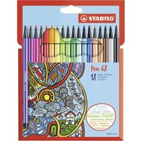 STABILO 6818-7 Premium-Filzstift - STABILO Pen 68 - 18er Pack - mit 18 verschiedenen Farben von Stabilo