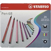 STABILO 6820-6 Premium-Filzstift - STABILO Pen 68 - 20er Metalletui - mit 20 verschiedenen Farben von Stabilo