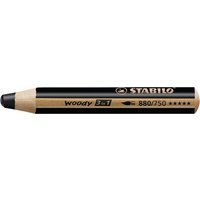 STABILO 880/750 Buntstift, Wasserfarbe & Wachsmalkreide - STABILO woody 3 in 1 - Einzelstift - schwarz von Stabilo