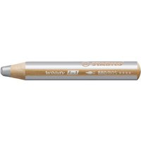 STABILO 880/805 Buntstift, Wasserfarbe & Wachsmalkreide - STABILO woody 3 in 1 - Einzelstift - silber von Stabilo