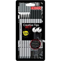 STABILO 89/10-1-20 Multi-Liner STABILO Creative Tips – ARTY – 10-teiliges Set– schwarz, mittelgrau von Stabilo