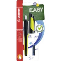 STABILO B-51568-3 Schulfüller mit Linkshänder-Feder L - STABILO EASYbuddy in schwarz/limette - Schreibfarbe blau (löschbar) - Einzelstift - inklusive Patrone von Stabilo