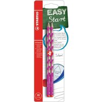 STABILO B-53111-10 Schmaler Dreikant-Bleistift für Rechtshänder - STABILO EASYgraph S in pink - 2er Pack - Härtegrad HB von Stabilo