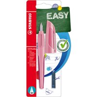STABILO B-58774-5 Schulfüller mit Medium-Feder M - STABILO EASYbuddy Pastel in Rosiges Rouge - Schreibfarbe blau (löschbar) - Einzelstift - inklusive Patrone von Stabilo