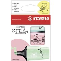 STABILO BOSS® Textmarker MINI Pastellove, 3er Etui (minze, pink, türkis) von Stabilo