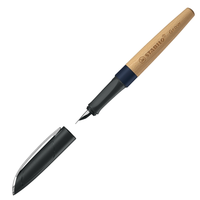 STABILO Füllfederhalter Grow Blaubeerblau/Buche M von Stabilo
