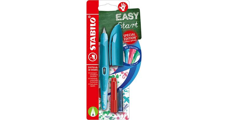 Schulfüller EASYbirdy Rechtshänder A-Feder 3D Wildlife Special Edition blau, inkl. Patrone und Einstellwerkzeug von Stabilo