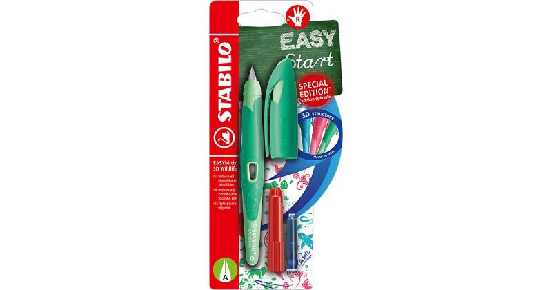 Schulfüller EASYbirdy Rechtshänder A-Feder 3D Wildlife Special Edition grün, inkl. Patrone und Einstellwerkzeug von Stabilo