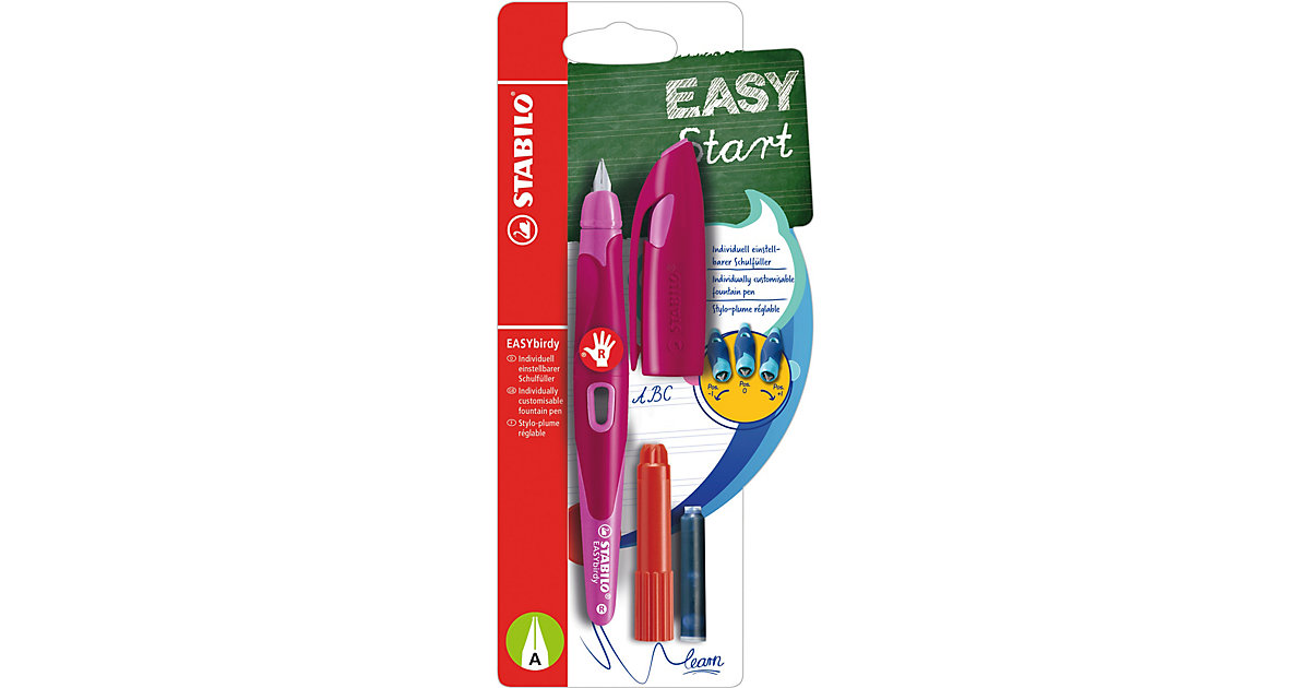 Schulfüller EASYbirdy Rechtshänder A-Feder beere/pink, inkl. Patrone & Einstellwerkzeug Schulfüller EASYbirdy Rechtshänder A-Feder beere/pink, inkl. Patrone & Einstellwerkzeug von Stabilo