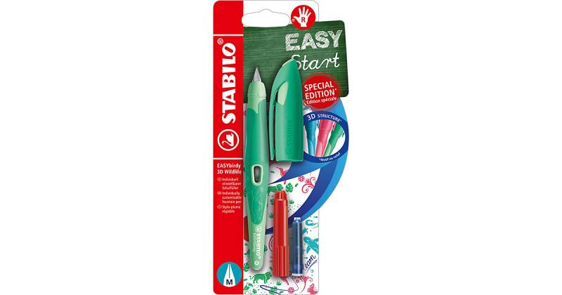 Schulfüller EASYbirdy Rechtshänder M-Feder 3D Wildlife Special Edition grün, inkl. Patrone und Einstellwerkzeug von Stabilo