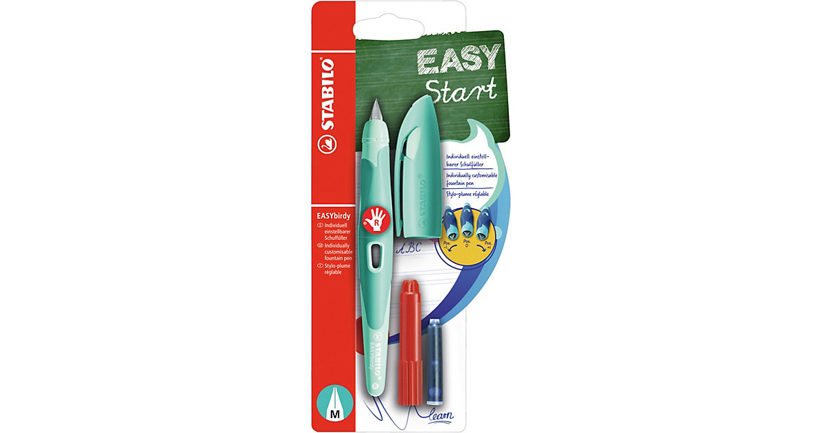 Schulfüller EASYbirdy Rechtshänder M-Feder Pastel Edition soft aqua grün, inkl. Patrone & Einstellwerkzeug grün Modell 1 Schulfüller EASYbirdy Rechtshänder M-Feder Pastel Edition soft aqua grün, inkl. Patrone & Einstellwerkzeug grün Modell 1 von Stabilo