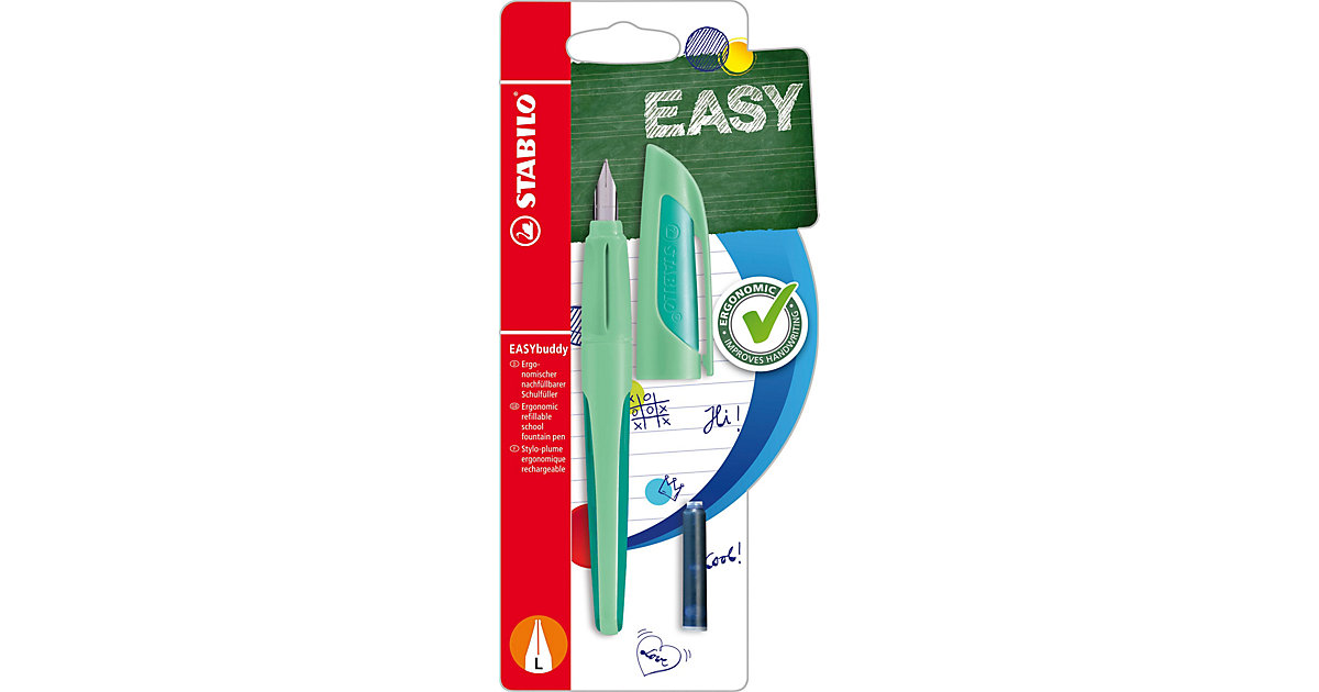Schulfüller EASYbuddy L-Feder Linkshänder Pastel Hauch von Minzgrün, inkl. Patrone pastellgrün Schulfüller EASYbuddy L-Feder Linkshänder Pastel Hauch von Minzgrün, inkl. Patrone pastellgrün von Stabilo