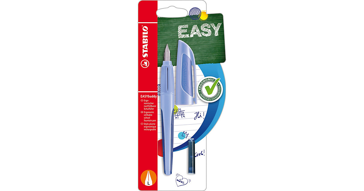 Schulfüller EASYbuddy L-Feder Linkshänder Pastel Wolkenblau, inkl. Patrone pastellblau Schulfüller EASYbuddy L-Feder Linkshänder Pastel Wolkenblau, inkl. Patrone pastellblau von Stabilo