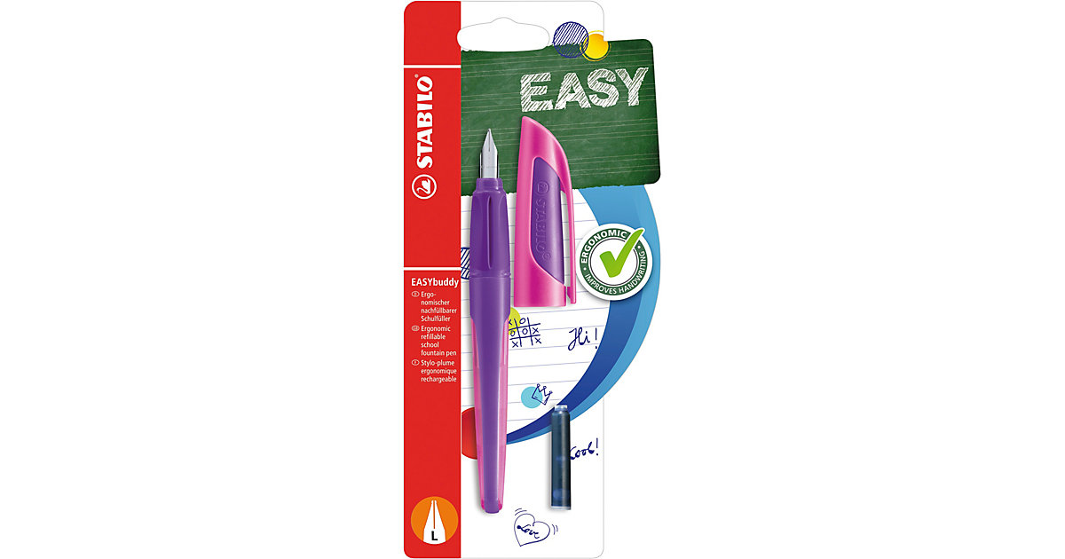 Schulfüller EASYbuddy L-Feder Linkshänder lila/magenta, inkl. Patrone Schulfüller EASYbuddy L-Feder Linkshänder lila/magenta, inkl. Patrone von Stabilo