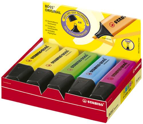 Stabilo Textmarker BOSS® ORIGINAL 70/10-1 Gelb, Grün, Pink, Blau 2 mm, 5mm 10St. von Stabilo