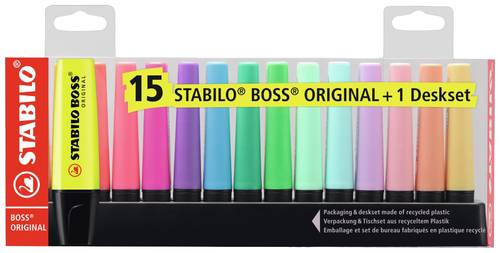 STABILO Textmarker BOSS® ORIGINAL 7015-01-5 Verschiedenfarbig sortiert 2 mm, 5mm 15St. von Stabilo