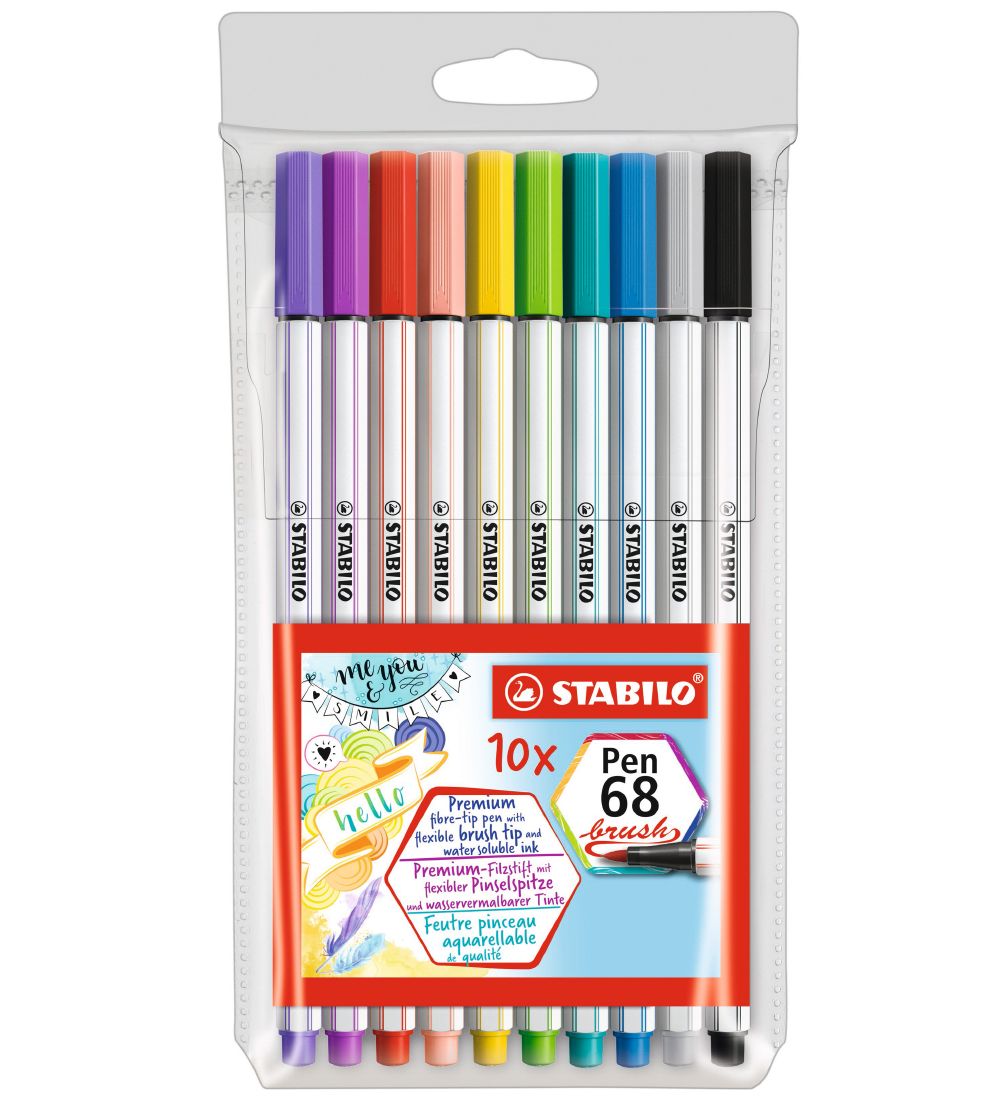 Stabilo Tuschen - Pen 68 Brush - 10 st. - Bunt - Stabilo - One Size - Filzstifte Stabilo Tuschen - Pen 68 Brush - 10 st. - Bunt - Stabilo - One Size - Filzstifte von Stabilo