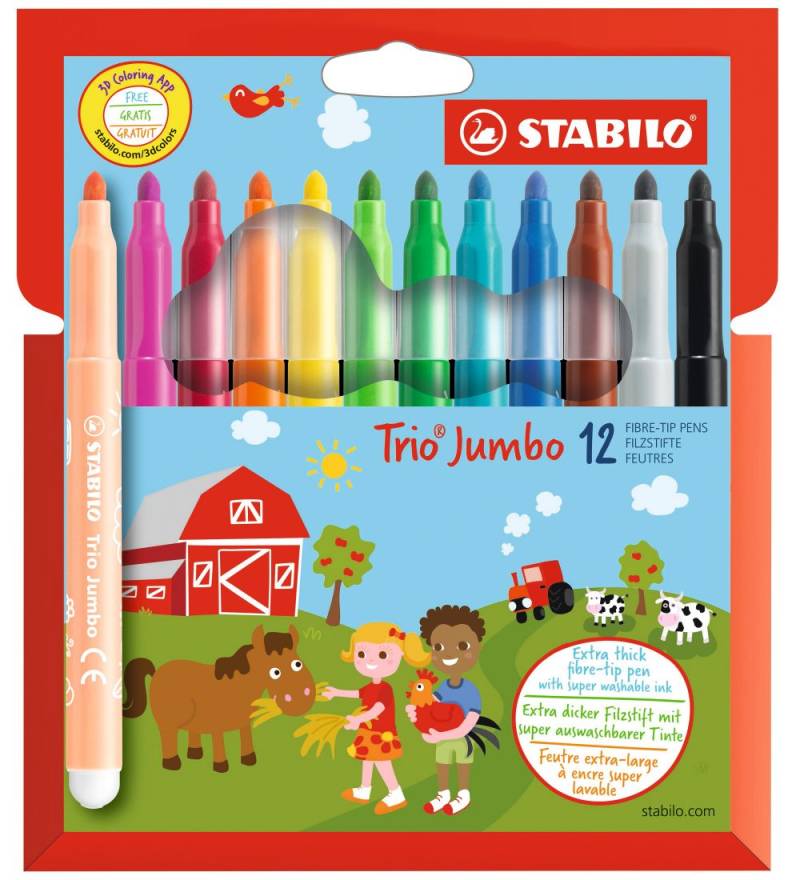 Stabilo Tuschen - Trio Jumbo - 12 st.. - Bunt - Stabilo - One Size - Filzstifte Stabilo Tuschen - Trio Jumbo - 12 st.. - Bunt - Stabilo - One Size - Filzstifte von Stabilo