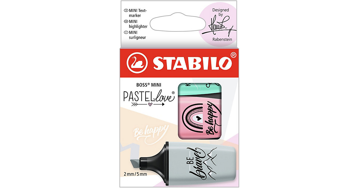 Textmarker BOSS MINI Pastellove 2.0, 3 Farben (rouge, türkis, minzgrün) türkis-kombi von Stabilo
