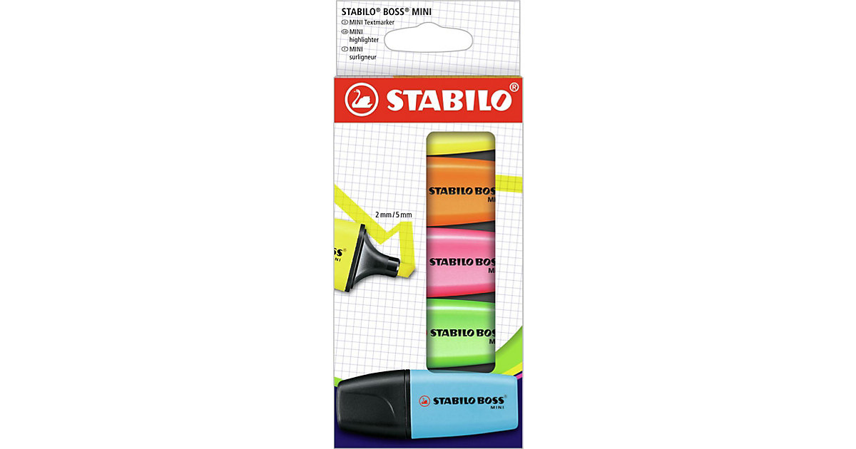 Textmarker BOSS MINI. 5 Farben mehrfarbig Modell 1 von Stabilo