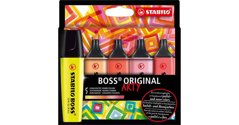 Textmarker BOSS ORIGINAL ARTY, 5 warme Farben mehrfarbig Modell 2 von Stabilo