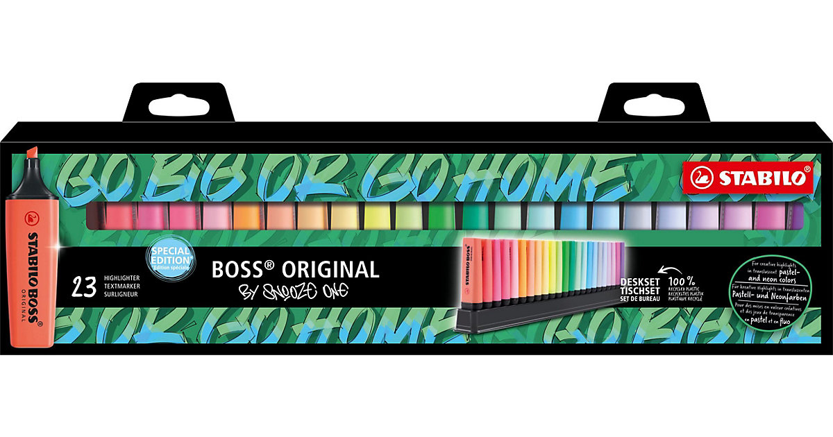 Textmarker BOSS ORIGINAL Snooze One Edition. 23 Farben im Tischset mehrfarbig Textmarker BOSS ORIGINAL Snooze One Edition. 23 Farben im Tischset mehrfarbig von Stabilo