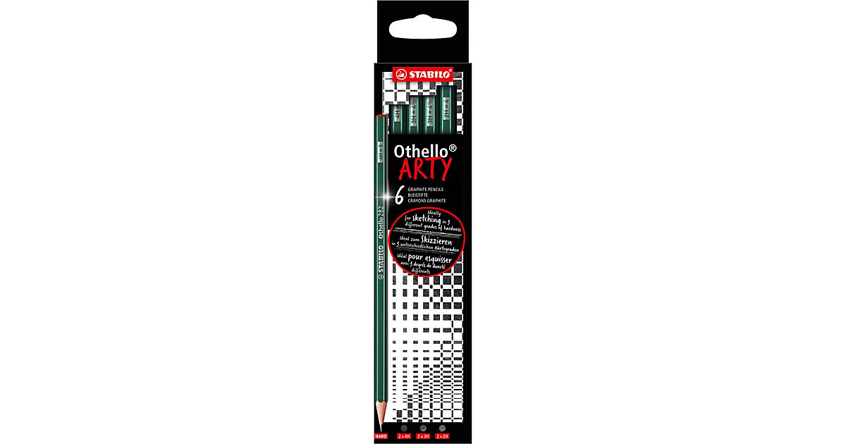 Zeichenbleistifte Othello ARTY, 6 Stifte in Härtgraden 2B, B, HB, F, H, 2H rot Modell 2 Zeichenbleistifte Othello ARTY, 6 Stifte in Härtgraden 2B, B, HB, F, H, 2H rot Modell 2 von Stabilo