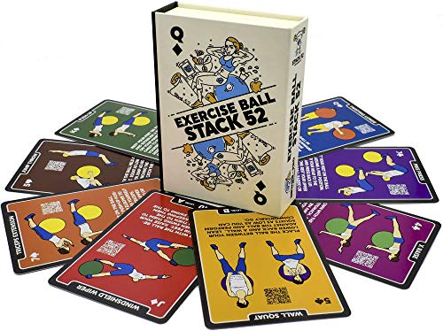 Stack 52 Gymnastikball Fitnesskarten Schweizer Ball Workout Spielkartenspiel Videoanleitung enthalten Bodyweight Training Programm für Balance und Stabilität Bälle (2019 Updated Deck) von Stack 52