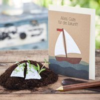 Saatpapier-Grußkarte "Alles Gute für die Zukunft" mit Saatsteckern und Umschlag Saatpapier-Grußkarte "Alles Gute für die Zukunft" mit Saatsteckern und Umschlag von Stadtgärtner
