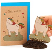 Saatpapier-Grußkarte "Glaub an dich" Einhorn, mit Saatstecker und Umschlag Saatpapier-Grußkarte "Glaub an dich" Einhorn, mit Saatstecker und Umschlag von Stadtgärtner