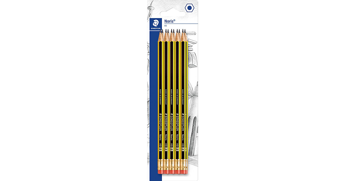Bleistifte Noris® HB, 10 Stück, mit Radiertopper von Staedtler