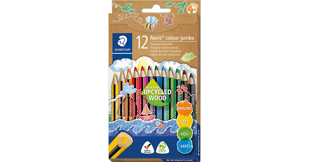 Dreikant-Buntstifte Noris® colour jumbo, 12 Farben von Staedtler
