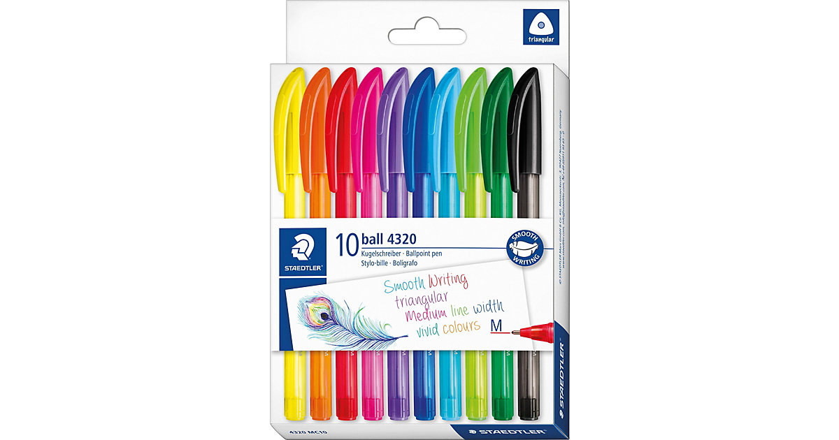 Dreikant-Kugelschreiber ball, 10 Farben mit Kappe Dreikant-Kugelschreiber ball, 10 Farben mit Kappe von Staedtler