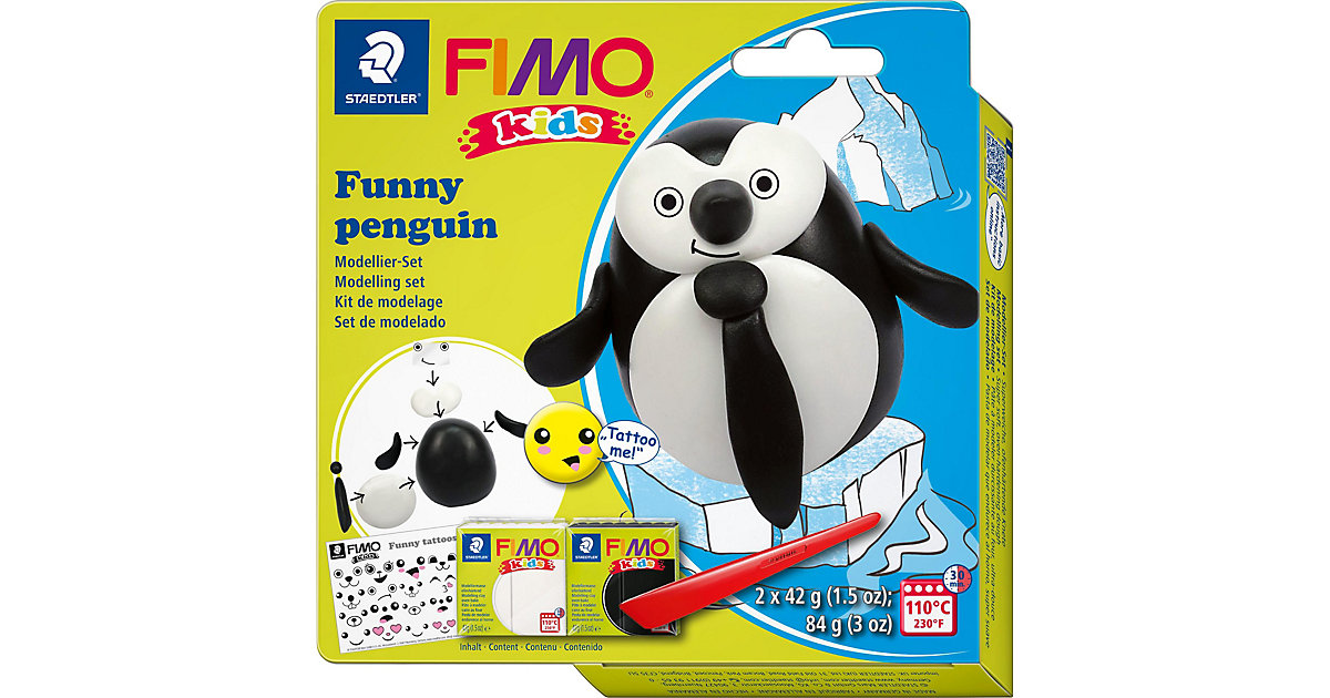 FIMO Kids Modelliermasse Set, lustige Pinguine schwarz/weiß FIMO Kids Modelliermasse Set, lustige Pinguine schwarz/weiß von Staedtler