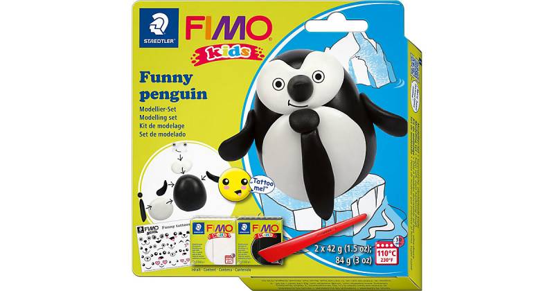 FIMO Kids Modelliermasse Set, lustige Pinguine schwarz/weiß von Staedtler