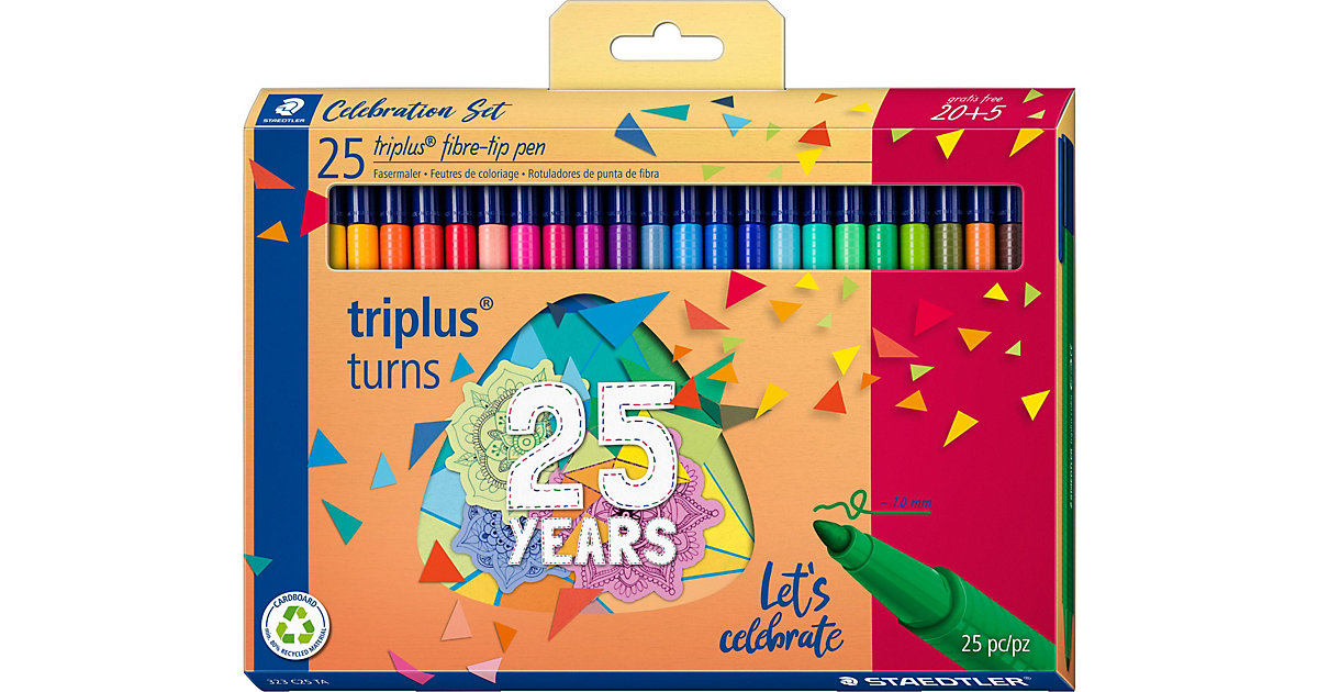 Dreikant-Filzstifte triplus color Jubiläumsserie 25 Jahre 1,0 mm, 25 Farben mehrfarbig Modell 1 Dreikant-Filzstifte triplus color Jubiläumsserie 25 Jahre 1,0 mm, 25 Farben mehrfarbig Modell 1 von Staedtler